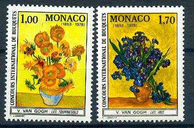 MONACO 1161 1162 1/4 de cote 1978 fleurs tableaux  neuf ** TB MNH SIN CHARNELA Cote 9.7 euros