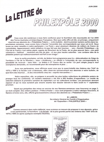 France 8 Lettre d´information de Philexpôle 2000