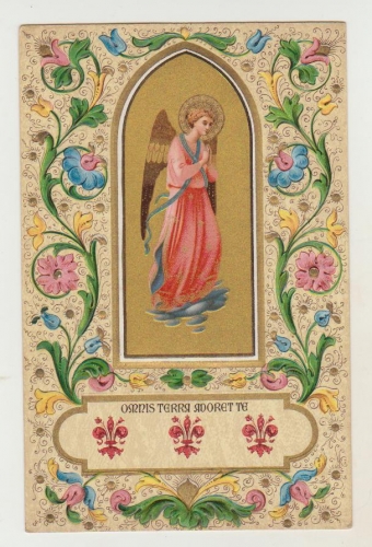 Cpa  italienne religieuse gaufrée , dorée , ange en prière