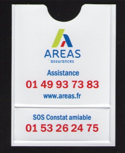 Autocollant pour vignette automobile Sticker AREAS Assurances FRANCE