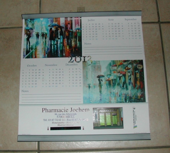 Calendrier Mural 2013 Calendar Pharmacie JOCHEM FRANCE avec thermomètre