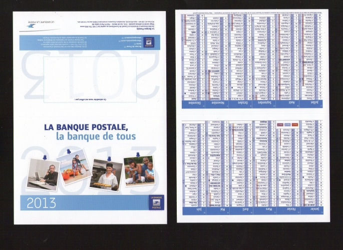 Petit Calendrier 2013 Little Calendar LA BANQUE POSTALE