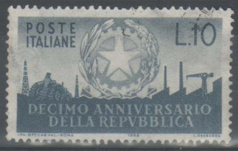 Italie 1956 - Republique 10 L.