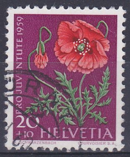 SUISSE 1959 OBLITERE N° 636 fleurs