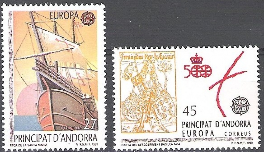 Andorra Español 1992 Michel 226 - 227 Neuf  ** Cote (2008) 3.60 € Europa CEPT 500 Ans Amérique