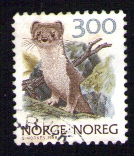 Norvège 1989 Oblitération ronde Used Mammifères Mustela erminea Hermine