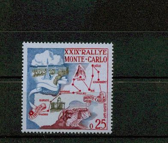 MONACO  524 1/4 de cote automobile 1960 RALLYE DE MONTE CARLO neuf ** TB MNH SIN CHARNELA cote 3.4