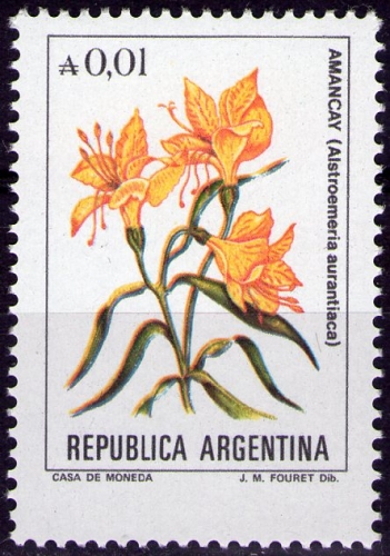 Argentine - Y&T 1471 - Alstroemeria aurantiaca - Série courante : Fleurs