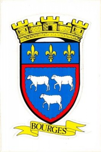 France 18 Bourges - Blason adhésif sur carte postale