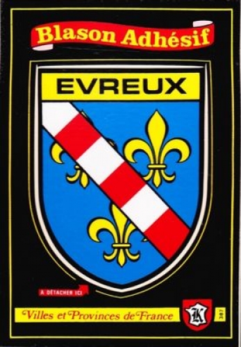 France 27 Évreux - Blason adhésif sur carte postale