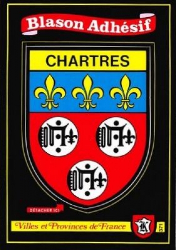 France 28 Chartres - Blason adhésif sur carte postale neuve