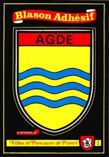 France 34 Agde - Blason adhésif sur carte postale