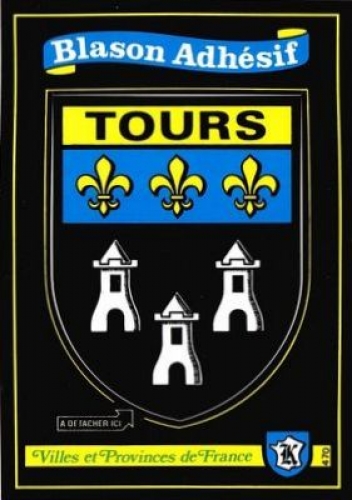 France 37 Tours - Blason adhésif sur carte postale