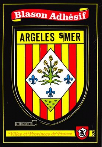 France 66 Argelès-sur-Mer - Blason adhésif sur carte postale