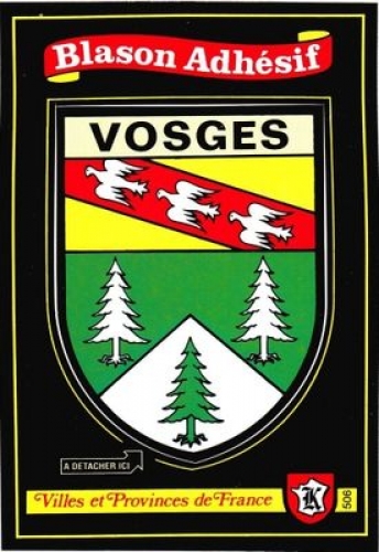 France 88 Vosges - Blason adhésif du département sur carte postale