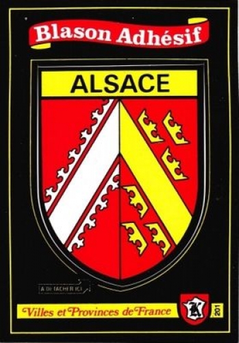 France Alsace - Blason adhésif de la province sur carte postale