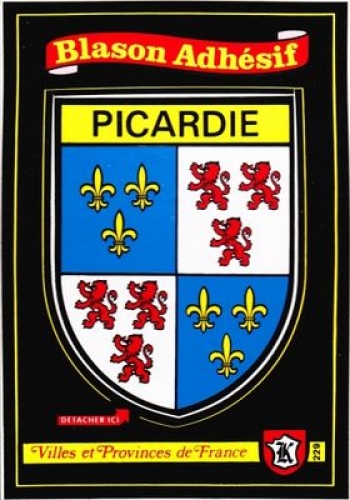 France Picardie - Blason adhésif de la province sur carte postale