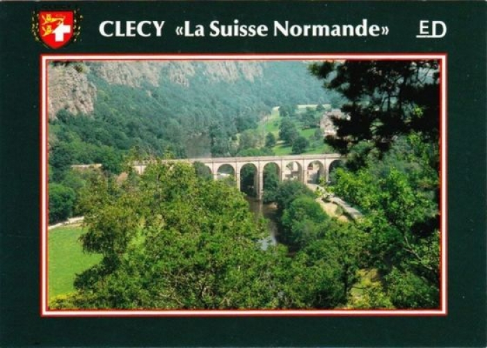 France 14 Clécy - CPM neuve avec blason - Le viaduc