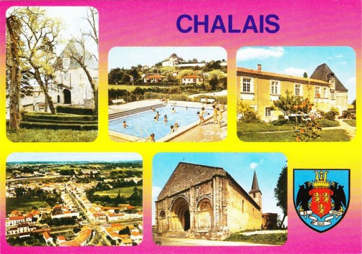 France 16 Chalais - Cpm multivues neuve avec blason