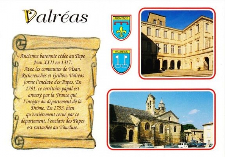 France 84 Valréas - Cpm multivues avec blason