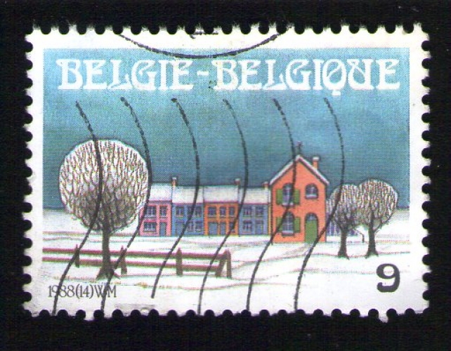 BELGIQUE Oblitéré Used Stamp Paysage d'Hiver 1988