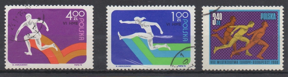 POLOGNE - ATHLÉTISME : 3 TIMBRES