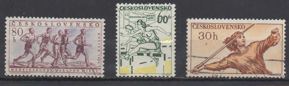 TCHÉCOSLOVAQUIE - ATHLÉTISME : 3 TIMBRES