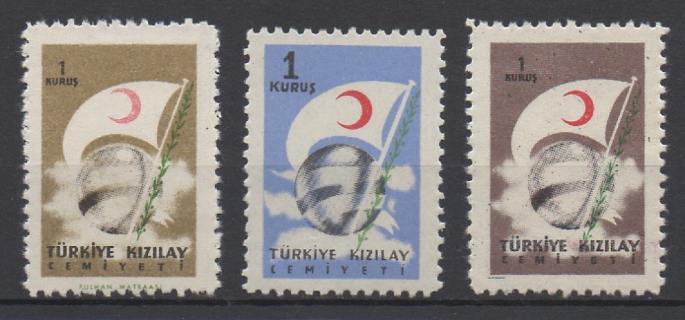 TURQUIE - CROISSANT-ROUGE : 3 TIMBRES