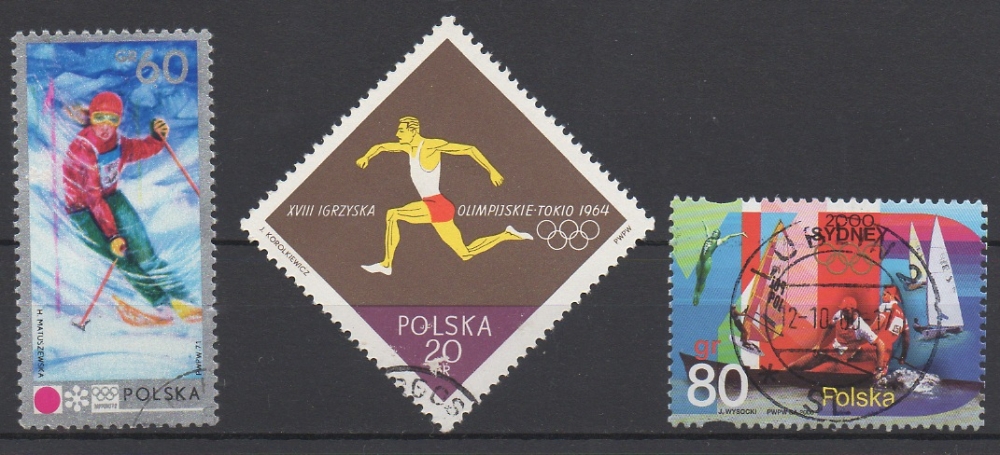 POLOGNE - LOT DE 3 TIMBRES : SPORT 