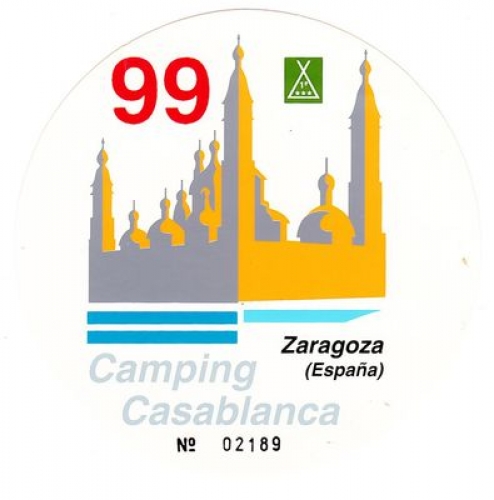 Espagne 1999 Saragosse - Autocollant numéroté Camping Casablanca