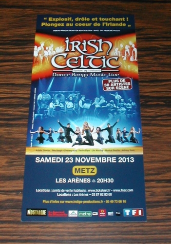 Feuillet Publicité Papier Spectacle Irish Celtic aux Arènes de Metz