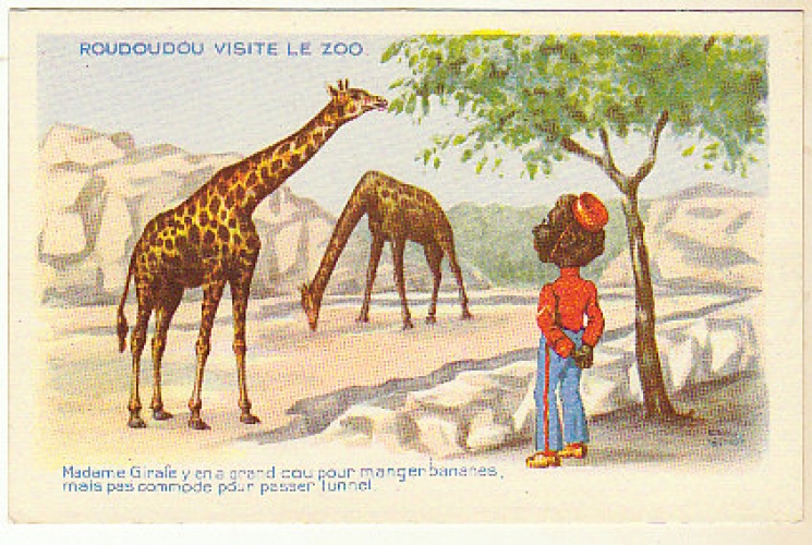 cpa .Raoul Guiaut Roudoudou visite le Zoo ..... Girafes