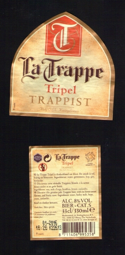 Etiquette Bière Beer Label LA TRAPPE Tripel Trappist PAYS BAS