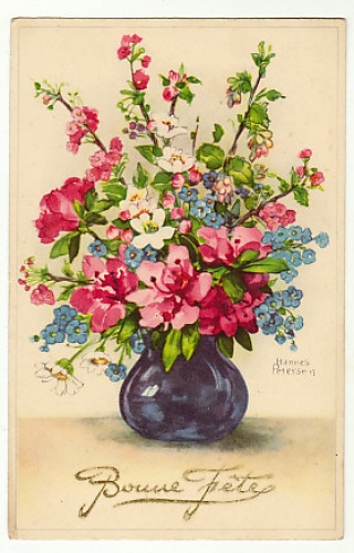 cpa  Bonne Fête ,bouquet de fleurs de Hannes Petersen 