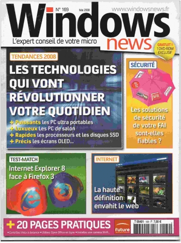 Magazine WINDOWS NEWS N°169 Mai 2008