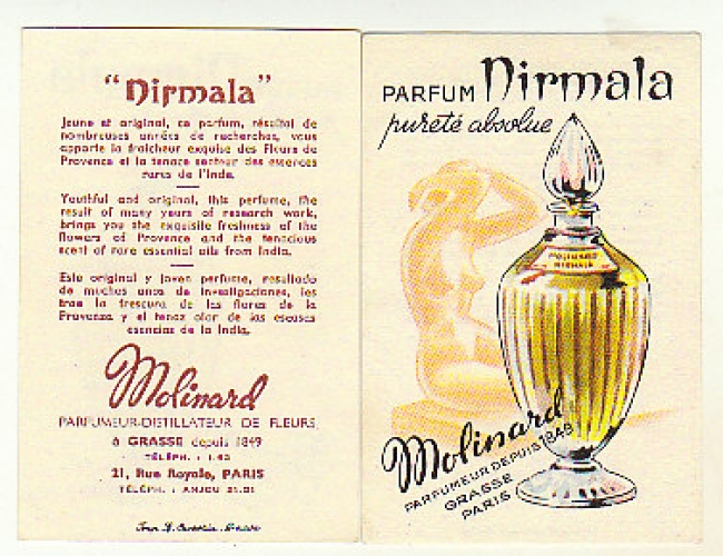 carte parfumée Molinard parfum Nirmala