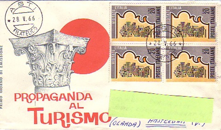 Italie 1966  Y&T 952 sur FDC   (invitation au tourisme)