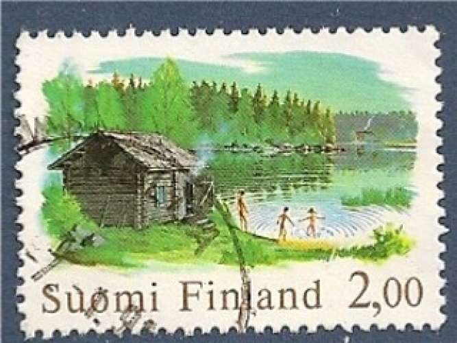 FINLANDE 1977 : yt 775 Oblitéré/Used # Vieux sauna finlandais