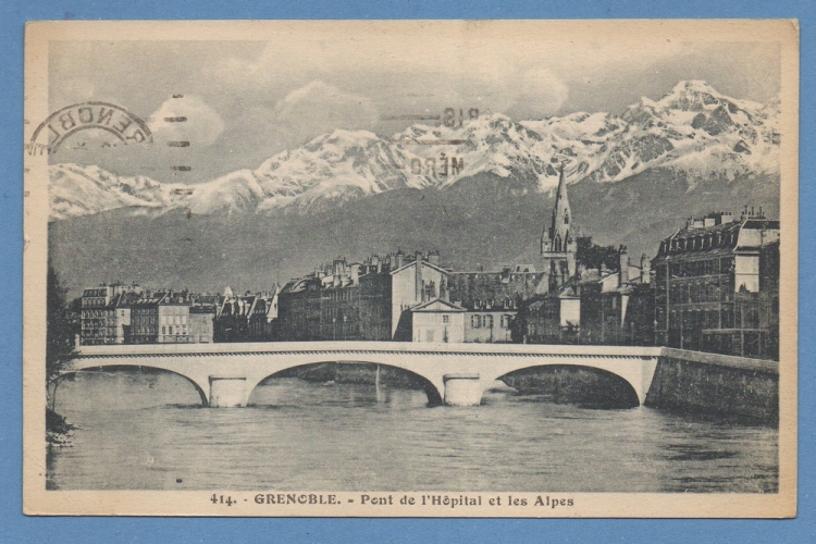 GRENOBLE PONT DE L HOPITAL BRIDGE FL verso 1933