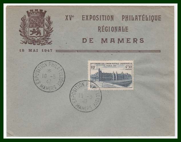 BT EXPO PHILATELIQUE MAMERS 18/5/1947 TB