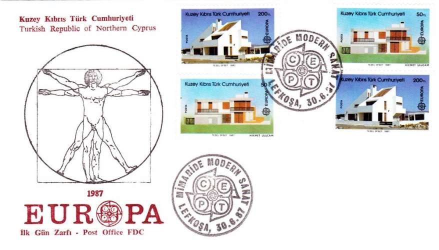 Chypre (Turquie) 1987 Europa - Architecture moderne (EPJ/FDC)