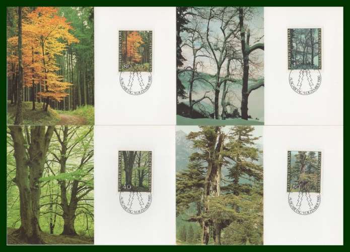 CM LIECHTENSTEIN  SERIE ARBRE  1980 COMPLET SET TREE