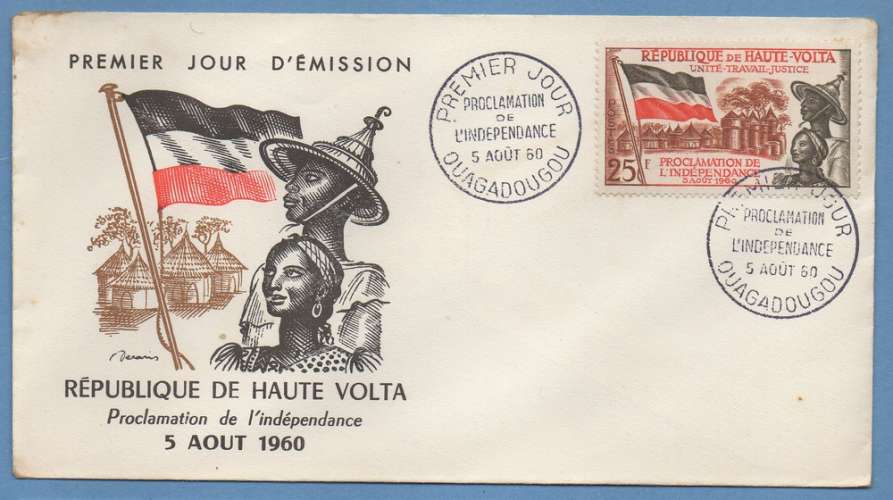 FDC 92 HAUTE VOLTA INDEPENDANCE 5 / 8 1960