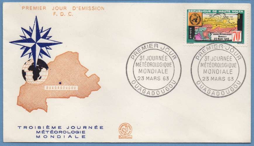 FDC 109 HAUTE VOLTA JOURNEE METEOROLOGIQUE 1963