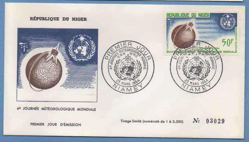 FDC PA 41 NIGER JOURNEE METEOROLOGIQUE 1964