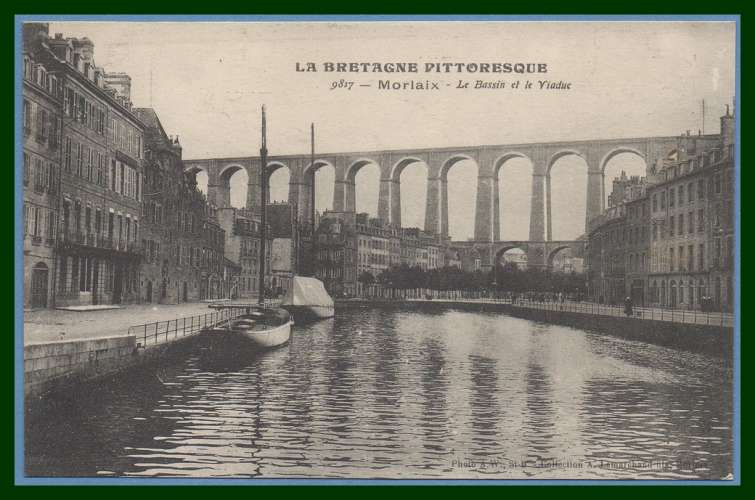 CPA MORLAIX VIADUC VOILIER  BASSIN non écrite TTB 