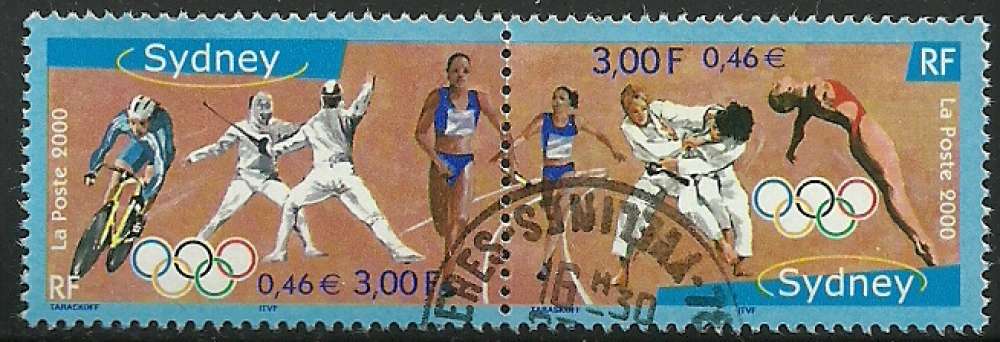 France - Jeux Olympiques de Sydney - 3340 + 3341 la paire oblitérée .