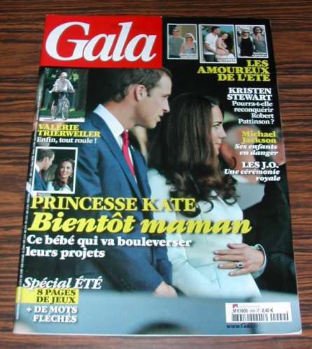 Magazine Gala 999 août 2012 Princesse Kate en couverture