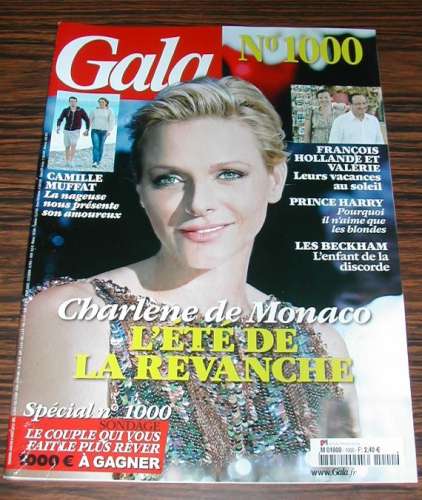 Magazine Gala 1000 août 2012 Charlène de Monaco en couverture