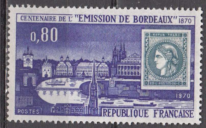 France 1970  Y&T  1659  N**   timbre sur timbre